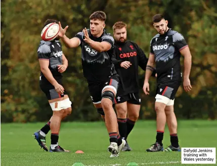  ?? ?? Dafydd Jenkins training with Wales yesterday