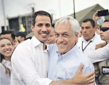  ??  ?? Guaidó agradeció ayer a Piñera su viaje a la frontera de Colombia y Venezuela.