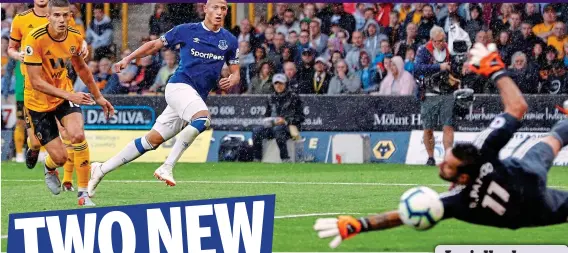  ??  ?? Easy does it: Richarliso­n opens up his body to curl in his second goal