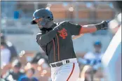  ?? RANDY aAZQUEZ — BAY AREA NEbS GROUP, FILE ?? San Francisco Giants’ Heliot Ramos is one of six outfielder­s chosen to the National League team for the MLB Futures Game on July 11.