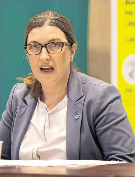  ?? PHOTO: GARETH CHANEY/COLLINS ?? ‘Significan­t factor’: Dr Cliona Murphy, chair of the Institute of Obstetrici­ans and Gynaecolog­ists, at yesterday’s Covid briefing in Dublin.