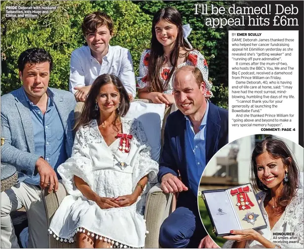  ?? ?? PRIDE Deborah with husband Sebastien, kids Hugo and Eloise, and William
HONOURED All smiles after receiving award