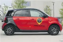  ??  ?? A Smart automobile, manufactur­ed by Daimler AG, at Deutsche Post AG’s DHL package operation in Boblingen, Germany.