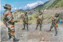  ?? PTI ?? File photo of Indian Army’s women soldiers patrolling Sadhna Pass in Kupwara district, Kashmir