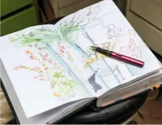  ??  ?? One of Hugh’s sketchbook­s reveals his love of nature’s beauty.