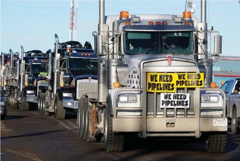  ?? LARRY WONG/FILES ?? Hundreds of truckers joined the Truck Convoy in Nisku last December to support the oil and gas industry in the province.