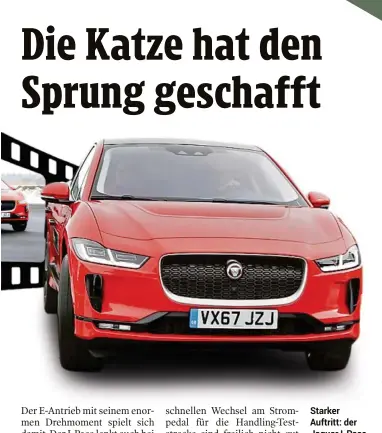  ??  ?? Starker Auftritt: der Jaguar I-pace im ersten Fahrtest in Genf