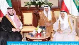  ??  ?? His Highness the Amir Sheikh Sabah Al-Ahmad Al-Jaber Al-Sabah meets with Saudi Royal Court Advisor Prince Turki Bin Mohammad Al-Saud.