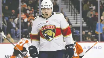  ?? DERIK HAMILTON/THE ASSOCIATED PRESS ?? The Panthers' Sam Reinhart scored 57 goals in the regular season and has added three more in the playoffs. The West Vancouver native has the Stanley Cup in his sights.