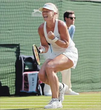  ?? TIM IRELAND THE ASSOCIATED PRESS ?? Kiki Bertens celebrates defeating Venus Williams in their women’s singles match on the fifth day of Wimbledon in London on Friday. Bertens won the match 6-2, 6-7 (5), 8-6.