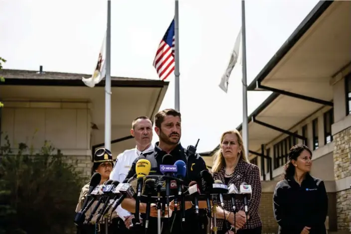  ?? Photograph: AshleeRezi­n/AP ?? Murder charges against the alleged gunman were unveiled on Tuesday evening.