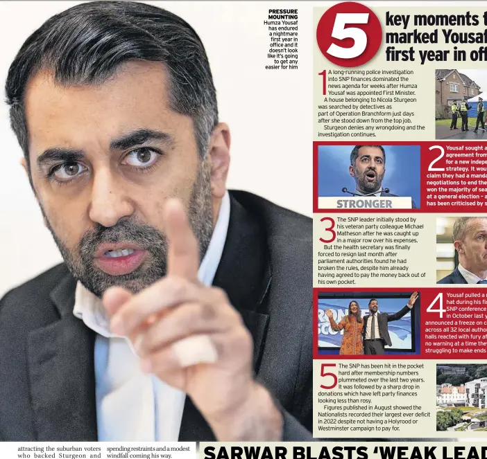  ?? ?? PRessURe MoUnTing Humza Yousaf has endured a nightmare first year in office and it doesn’t look like it’s going to get any easier for him