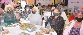  ?? PHOTOS: FEMI ADEBESIN- KUTI ?? Representa­tive of wife of Lagos State Governor, Mrs. Bukola Akinloye ( left); wife of Kebbi State Governor, Hajiya Aisha Atiku Bagudu with her entourage, Hajiya Aisha Mahmoud and Hajiya Amina Bello Aminu