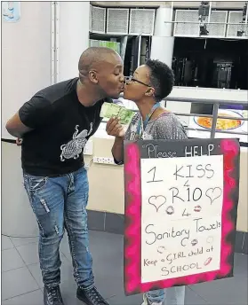  ?? PHOTO: INSTAGRAM ?? Manaka Ranaka is raising funds by kissing men for R10 each.