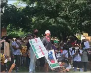  ??  ?? Protesters chanted “Joe Must Go,” and carried signs during rally seeking the resignatio­n of Montgomery County Commission­er Joseph C. Gale.