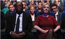  ?? Photograph: Oli Scarff/AFP/Getty Images ?? Kwasi Kwarteng and Liz Truss attend the opening day of the Conservati­ve party conference in Birmingham on 14 October.