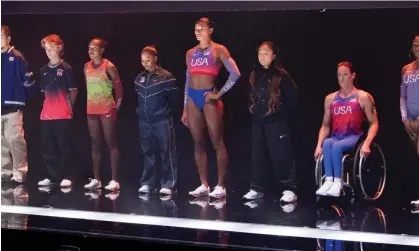  ?? Photograph: WWD/Getty Images ?? The new uniform for women’s track, center, has drawn ire online.