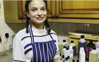  ??  ?? Melissa Chartan in the kitchen where she makes the Planted Skincare range (below)