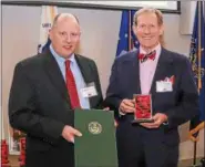  ?? SUBMITTED PHOTO - PA MUSEUMS ?? The Berks History Center was one of nine museums and historical societies to receive the Institutio­nal Achievemen­t Award, which was presented to Curator Bradley K. Smith, left, and Executive Director Sime Bertolet.