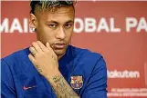  ?? PHOTO: REUTERS ?? Neymar is leaving Barcelona to take up a lucrative contract at Paris St Germain.