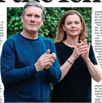  ??  ?? HANDS-ON: Sir Keir Starmer and wife Victoria, an NHS occupation­al therapist