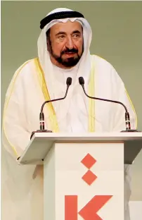  ?? Photos by M. Sajjad ?? dr sheikh sultan during his opening speech at the 36th sharjah internatio­nal Book fair on wednesday. —