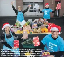  ??  ?? Clockwise from top left: Sue O’Neill-Berest, Cyrenians Service Manager for Food Education at FareShare, Leith; Lynne Collie, Cyrenians FareShare Service Manager; Scottish Book Trust CEO Marc Lambert and Fundraisin­g Manager Victoria Sampson.