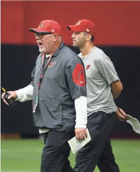  ?? ROB SCHUMACHER/AZCENTRAL SPORTS ?? Cardinals coach Bruce Arians yells during training camp on July 24 in Glendale.