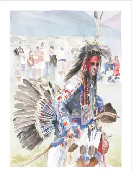  ?? COURTESY PHOTO ?? ‘Fancy Dancer,’ watercolor, 26 by 18 inches, by Val Mouttet, is part of the Taos Watercolor Society show, ongoing at the Taos Country Club.