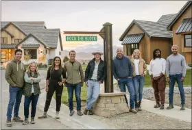  ?? PROVIDED BY HGTV ?? HGTV’s “Rock the Block” brings stars from its other shows together for a home renovation competitio­n unlike any other. Left to right: Designers Jonathan Knight and Kristina Crestin of “Farmhouse Fixer”; Page Turner and Mitch Glew of “Fix My Flip”; Bryan and Sarah Baeumler of “Renovation Island”; and Anthony Elle and Michel Smith Boyd of “Luxe for Less.” For season four, which premiered in March 2023, “Rock the Block” travels to Berthoud, Colorado where the teams are tasked with finishing the build-out of 5,000-square-foot homes. It’s just one of several recent HGTV shows to land in the Centennial State.