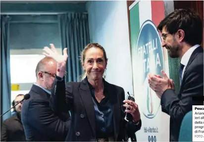  ?? FOTO ANSA ?? Pescara Arianna Meloni, ieri all’apertura della conferenza programmat­ica di Fratelli d’italia