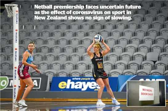 ?? PHOTOSPORT ?? The Steel battled the Magic behind closed doors in Dunedin earlier this week. Even that has stopped with news the ANZ Premiershi­p has been postponed.