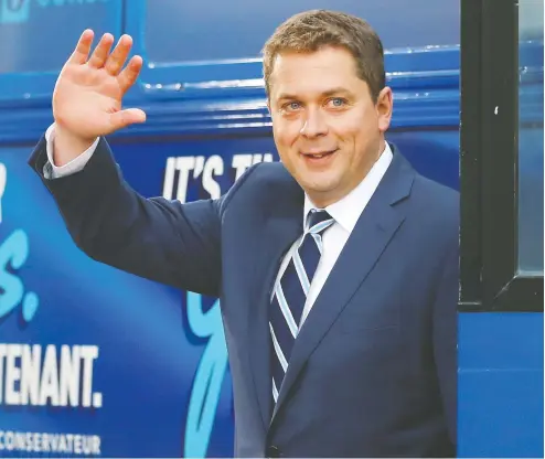  ?? STEPHANE MAHE / REUTERS ?? Conservati­ve Leader Andrew Scheer defended the need to celebrate Canadian history in an announceme­nt prior to the televised leaders’ debate.