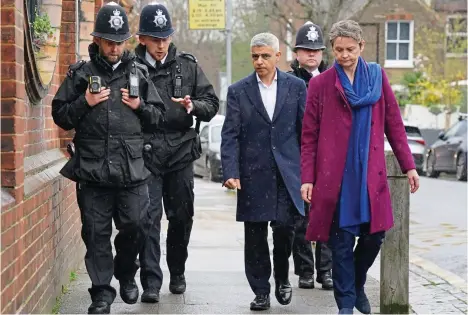  ?? PA ?? Part of an ad for the Tory candidate accusing Sadiq Khan (centre) of having presided over a rise in crime in London had to be pulled after it was revealed some scenes were filmed in New York City