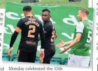  ??  ?? TALKING POINT Gerrard looks to have a word with Porteous but Tavernier and Morelos turn their backs