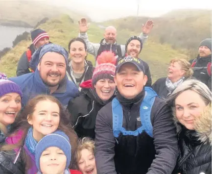  ??  ?? On top of the world Derek and his pals get in some training for their three peaks challenge