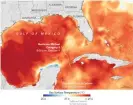  ?? Illustrati­on: NASA EOSDIS/LANCE ?? Water ocean temperatur­es around Florida as Hurricane Michael evolved.