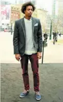  ?? VICTORIA PTASHNICK/TORONTO STAR ?? Comedian Daniel Woodron, 25, wears a jacket and pants from H&M, a sweater from Topman and shoes from Spring.