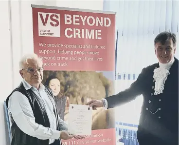  ?? ?? Frank Gray from Victim Support West Sussex and the High Sheriff of West Sussesx, Dr Tim Fooks