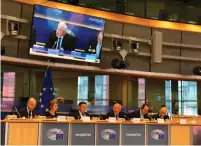  ?? (Courtesy) ?? MK AVI DICHTER speaks to th EU Committee on Foreign Affairs in Brussels on Monday.