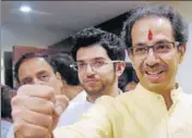  ??  ?? Shiv Sena chief Uddhav Thackeray at a press conference regarding the party's win in BMC polls in Mumbai on Thursday. PTI FILE