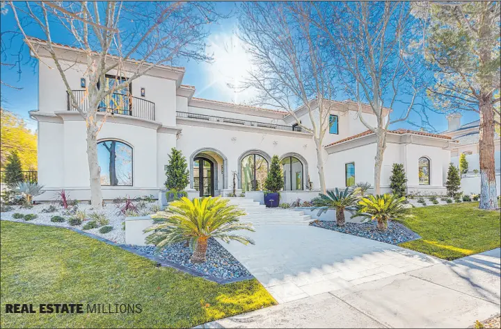  ?? Ivan Sher Group ?? REAL ESTATE MILLIONS
Homeowners Levi and Shany Streiter totally remodeled their Summerlin home and listed it for $4.75 million.