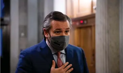  ?? Photograph: Rex/Shuttersto­ck ?? Ted Cruz left after telling Texans to stay home.