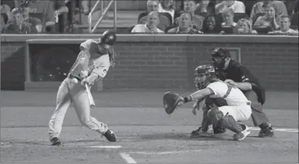  ?? ST. LOUIS POST-DISPATCH FILE PHOTO ?? Pittsburgh Pirates’ John Jaso hits a home run in the top of the ninth inning against the St. Louis Cardinals on June 23.