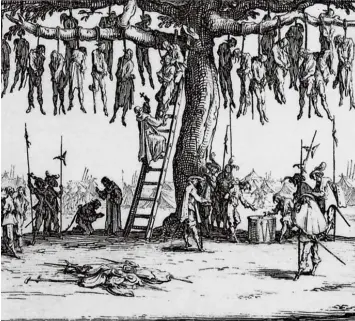  ?? Foto: Archiv ?? Jacques Callot: „Der Galgenbaum“aus der Radierungs­folge „Die großen Schrecken des Krieges“(1632).
