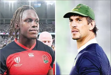  ?? FILIPPO MONTEFORTE/WILLIAM WEST/AFP ?? England lock Maro Itoje (left) after the Japan 2019 Rugby World Cup Pool C match between England and Argentina in Tokyo on October 5 and South Africa’s lock Eben Etzebeth during a training session in Kobe on October 7.