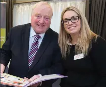  ??  ?? Deputy Eamon Scanlon with Louise Kilbane from Lollipop Lane creche, Tubbercurr­y at the event in Dublin.