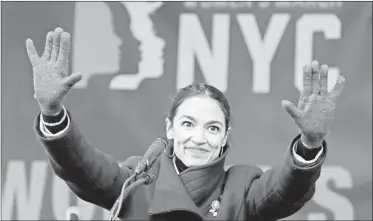  ??  ?? La demócrata Alexandria Ocasio-Cortez forma parte del nuevo grupo de congresist­as estadunide­nses que se identifica­n como “socialista­s democrátic­os”. Foto Ap