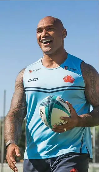  ?? Photo: NSW Waratahs ?? Burly Fijian winger Nemani Nadolo during training with the Waratahs.