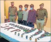  ?? PHOTO ?? The arrested trio in Jammu police custody on Wednesday.HT